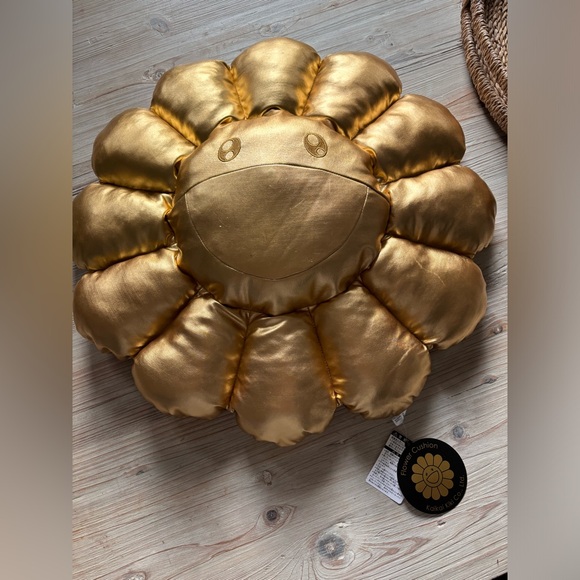 Takashi Murakami plush gold flower pillow